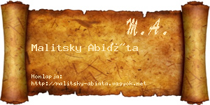 Malitsky Abiáta névjegykártya
